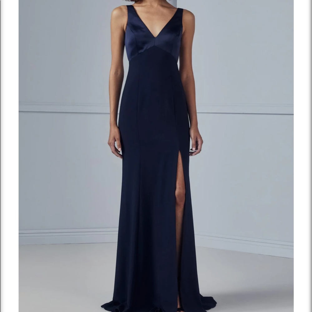 Amsale Nicky dress navy blue size 4 worn once no alterations